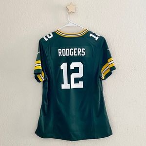NFL Nike Aaron Rodgers 12 Green Bay Packers Wisconsin V-Neck Football Jersey L